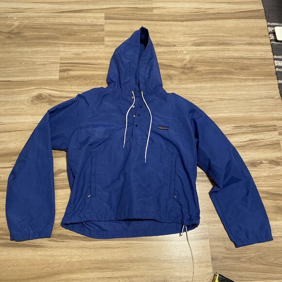 Patagonia Vintage 80s/90s Blue Hooded Pullover Jacket Small S - Picture 1 of 7